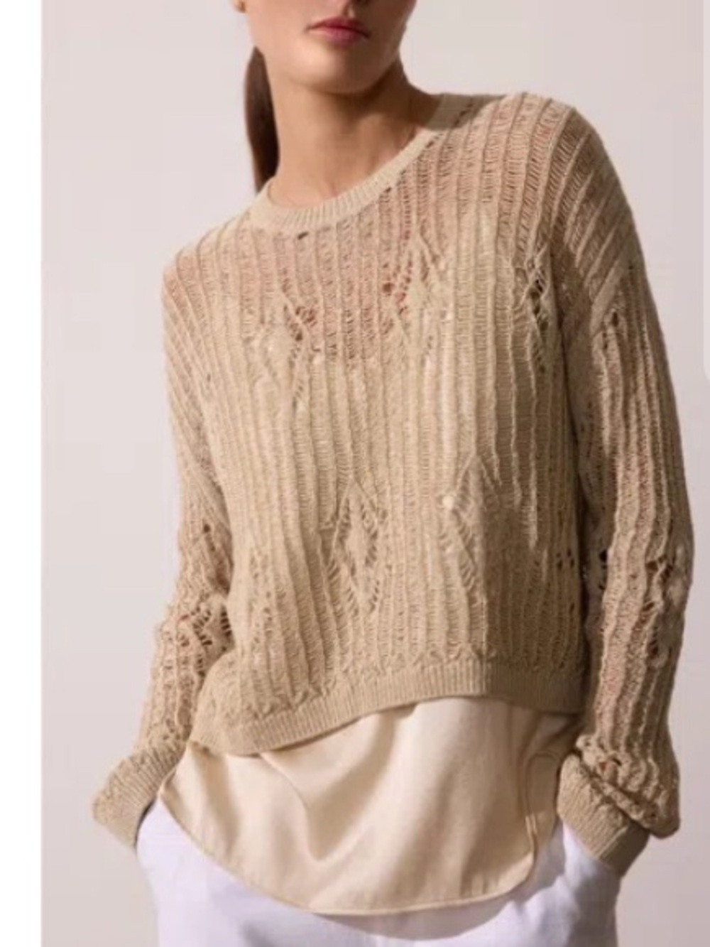 BROCHU WALKER The Alani Cropped Sweater In Sands XS